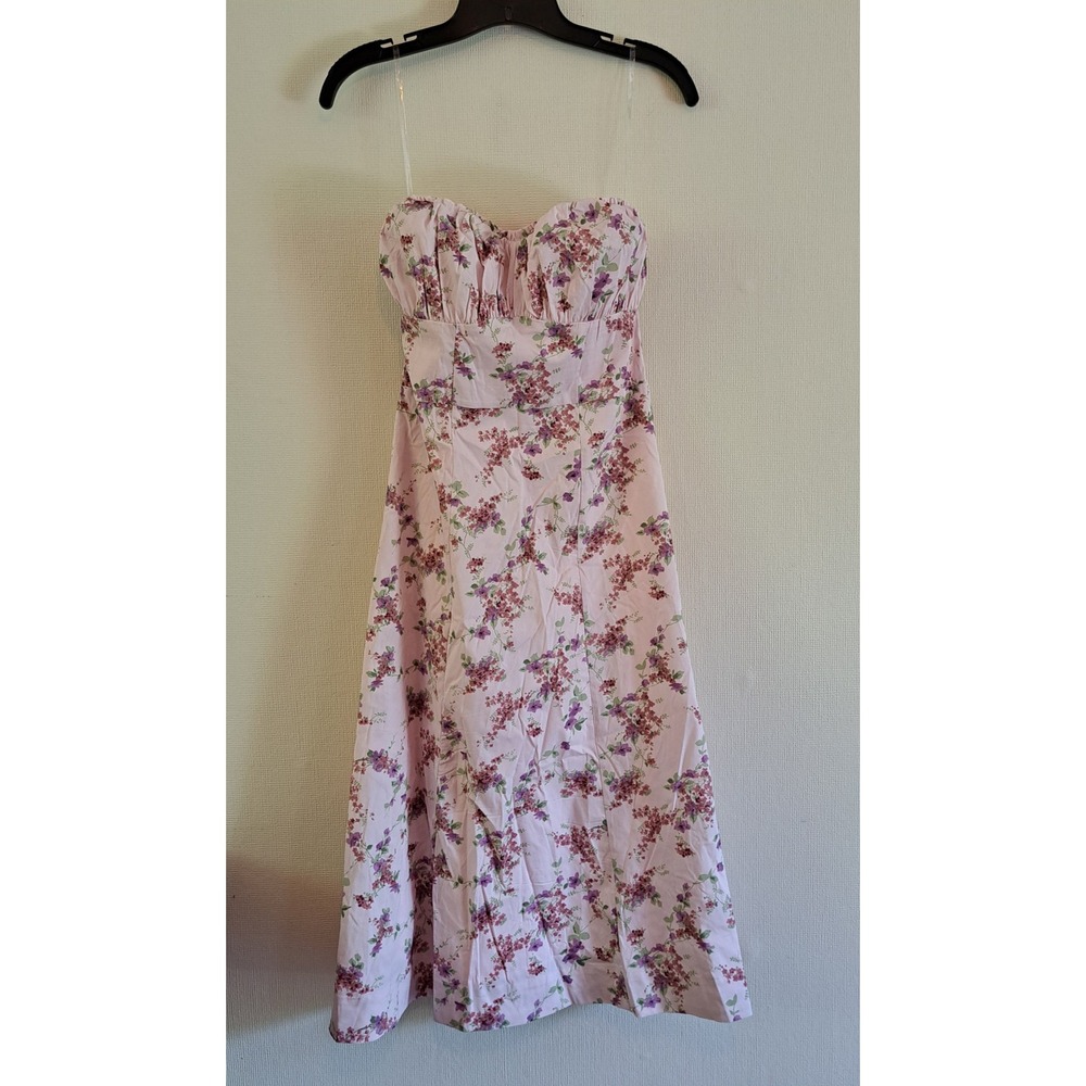 Wild Fable Bustier Midi Dress Womens S Pink NEW Floral Sweetheart‎ 1076-320-B45